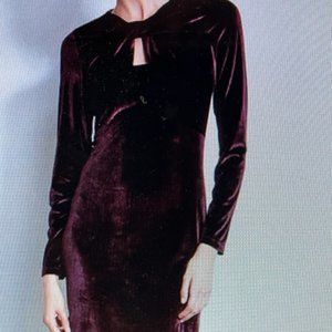Elie Tahari Twist Neck Velvet Dress, Merlot (Dark Wine Red), Small